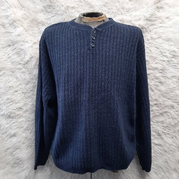 Vintage Bill Blass Mans Wool Blend Navy Blue Knit Pullover Sweater Size XXL - Picture 1 of 7